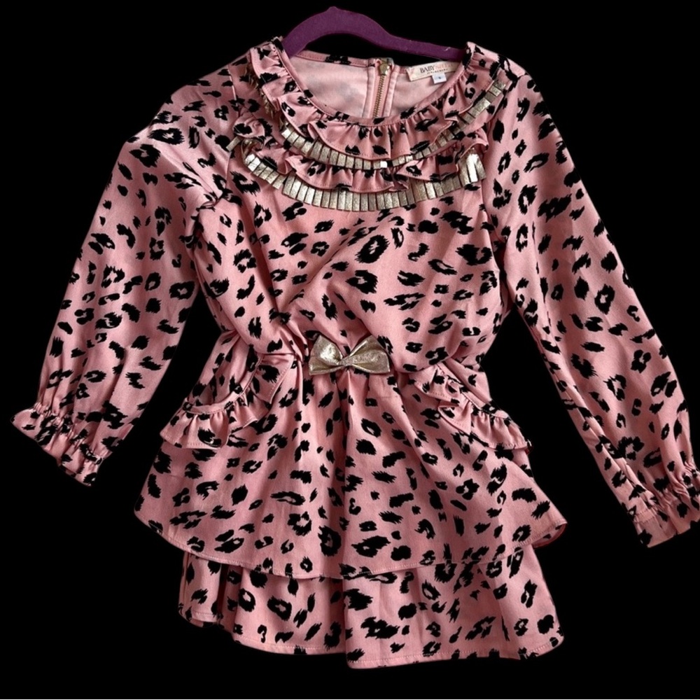 COPY - Pink leopard print Baby Sara dress with gold detail. Size 6x. Never worn